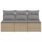 Preview: Gartensofa mit Kissen 3-Sitzer Beige Poly Rattan