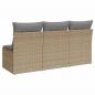 Preview: Gartensofa mit Kissen 3-Sitzer Beige Poly Rattan