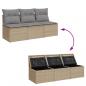 Preview: Gartensofa mit Kissen 3-Sitzer Beige Poly Rattan