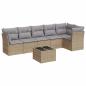 Preview: 7-tlg. Garten-Sofagarnitur mit Kissen Beige Poly Rattan