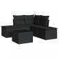 Preview: 6-tlg. Garten-Sofagarnitur mit Kissen Schwarz Poly Rattan