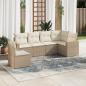 Preview: ARDEBO.de - 6-tlg. Garten-Sofagarnitur mit Kissen Beige Poly Rattan