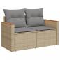 Preview: Gartensofa mit Kissen 2-Sitzer Beige Poly Rattan