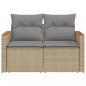 Preview: Gartensofa mit Kissen 2-Sitzer Beige Poly Rattan