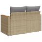 Preview: Gartensofa mit Kissen 2-Sitzer Beige Poly Rattan