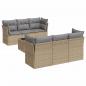 Preview: 7-tlg. Garten-Sofagarnitur mit Kissen Beige Poly Rattan