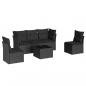 Preview: 6-tlg. Garten-Sofagarnitur mit Kissen Schwarz Poly Rattan