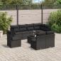 Preview: ARDEBO.de - 9-tlg. Garten-Sofagarnitur mit Kissen Schwarz Poly Rattan