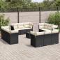 Preview: ARDEBO.de - 13-tlg. Garten-Sofagarnitur mit Kissen Schwarz Poly Rattan