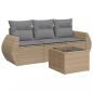 Preview: 4-tlg. Garten-Sofagarnitur mit Kissen Beige Poly Rattan