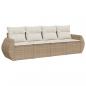 Preview: 4-tlg. Garten-Sofagarnitur mit Kissen Beige Poly Rattan