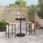 Preview: ARDEBO.de - 3-tlg. Gartenbar-Set Schwarz Poly Rattan & Massivholz Akazie