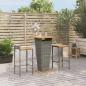 Preview: ARDEBO.de - 3-tlg. Gartenbar-Set Grau Poly Rattan & Massivholz Akazie