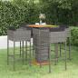 Preview: ARDEBO.de - 5-tlg. Gartenbar-Set mit Kissen Poly Rattan Grau