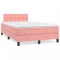 Preview: ARDEBO.de - Boxspringbett mit Matratze & LED Rosa 120x190 cm Samt