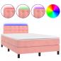 Preview: Boxspringbett mit Matratze & LED Rosa 120x190 cm Samt