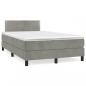 Preview: ARDEBO.de - Boxspringbett mit Matratze Hellgrau 120x190 cm Samt