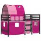 Preview: Kinderhochbett mit Tunnel Rosa 90x190 cm Massivholz Kiefer