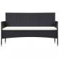 Preview: 3-Sitzer-Gartensofa mit Kissen Schwarz Poly Rattan