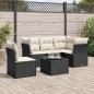 Preview: ARDEBO.de - 6-tlg. Garten-Sofagarnitur mit Kissen Schwarz Poly Rattan