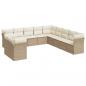 Preview: 11-tlg. Garten-Sofagarnitur mit Kissen Beige Poly Rattan