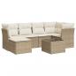 Preview: 7-tlg. Garten-Sofagarnitur mit Kissen Beige Poly Rattan