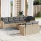 Preview: ARDEBO.de - 9-tlg. Garten-Sofagarnitur mit Kissen Beige Poly Rattan