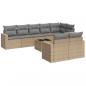 Preview: 9-tlg. Garten-Sofagarnitur mit Kissen Beige Poly Rattan