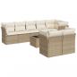 Preview: 9-tlg. Garten-Sofagarnitur mit Kissen Beige Poly Rattan