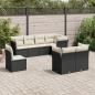 Preview: ARDEBO.de - 8-tlg. Garten-Sofagarnitur mit Kissen Schwarz Poly Rattan