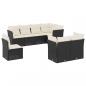 Preview: 8-tlg. Garten-Sofagarnitur mit Kissen Schwarz Poly Rattan