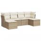 Preview: 6-tlg. Garten-Sofagarnitur mit Kissen Beige Poly Rattan