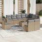 Preview: ARDEBO.de - 11-tlg. Garten-Sofagarnitur mit Kissen Beige Poly Rattan