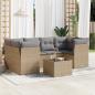 Preview: ARDEBO.de - 7-tlg. Garten-Sofagarnitur mit Kissen Beige Poly Rattan