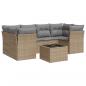 Preview: 7-tlg. Garten-Sofagarnitur mit Kissen Beige Poly Rattan