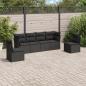 Preview: ARDEBO.de - 6-tlg. Garten-Sofagarnitur mit Kissen Schwarz Poly Rattan