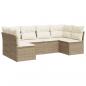 Preview: 6-tlg. Garten-Sofagarnitur mit Kissen Beige Poly Rattan