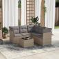 Preview: ARDEBO.de - 6-tlg. Garten-Sofagarnitur mit Kissen Beige Poly Rattan