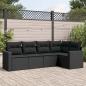 Preview: ARDEBO.de - 5-tlg. Garten-Sofagarnitur mit Kissen Schwarz Poly Rattan