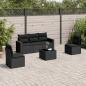 Preview: ARDEBO.de - 6-tlg. Garten-Sofagarnitur mit Kissen Schwarz Poly Rattan