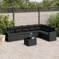 Preview: ARDEBO.de - 8-tlg. Garten-Sofagarnitur mit Kissen Schwarz Poly Rattan