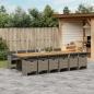 Preview: ARDEBO.de - 13-tlg. Garten-Essgruppe mit Kissen Grau Poly Rattan