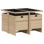 Preview: 5-tlg. Garten-Essgruppe mit Kissen Beige Poly Rattan