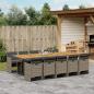 Preview: ARDEBO.de - 11-tlg. Garten-Essgruppe mit Kissen Grau Poly Rattan