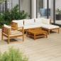 Preview: ARDEBO.de - 6-tlg. Garten-Lounge-Set mit Creme Kissen Massivholz Akazie