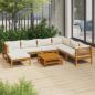 Preview: ARDEBO.de - 8-tlg. Garten-Lounge-Set mit Creme Kissen Massivholz Akazie