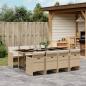 Preview: ARDEBO.de - 9-tlg. Garten-Essgruppe mit Kissen Beige Poly Rattan