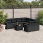 Preview: ARDEBO.de - 9-tlg. Garten-Sofagarnitur mit Kissen Schwarz Poly Rattan