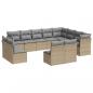 Preview: 12-tlg. Garten-Sofagarnitur mit Kissen Beige Poly Rattan