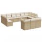 Preview: 13-tlg. Garten-Sofagarnitur mit Kissen Beige Poly Rattan